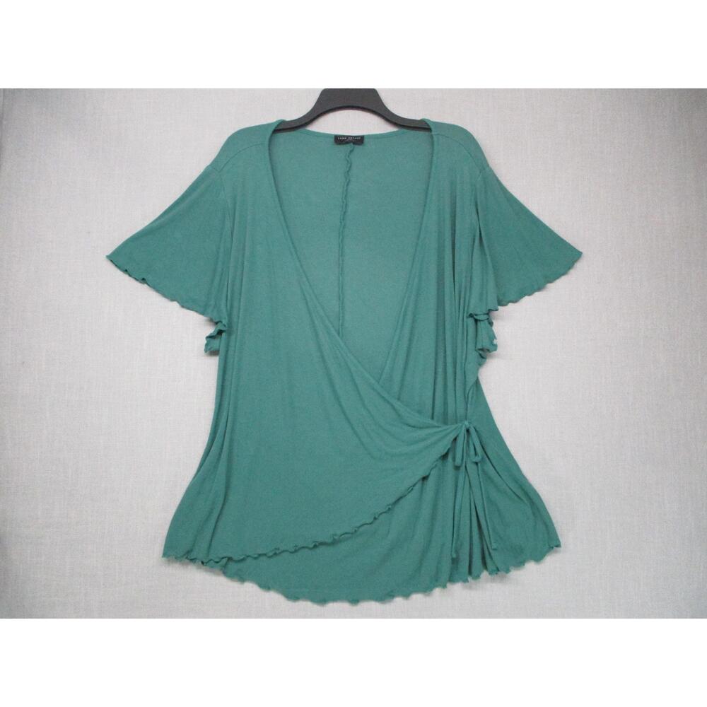 Lane Bryant Kelly Green Feminine Trendy Flowy Wrap Tunic Top Women Size 26/28